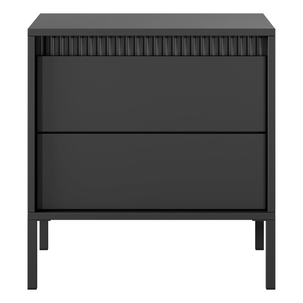 Gasalisa, Comodino 2 Cassetti, 54x40x56h cm Nero
