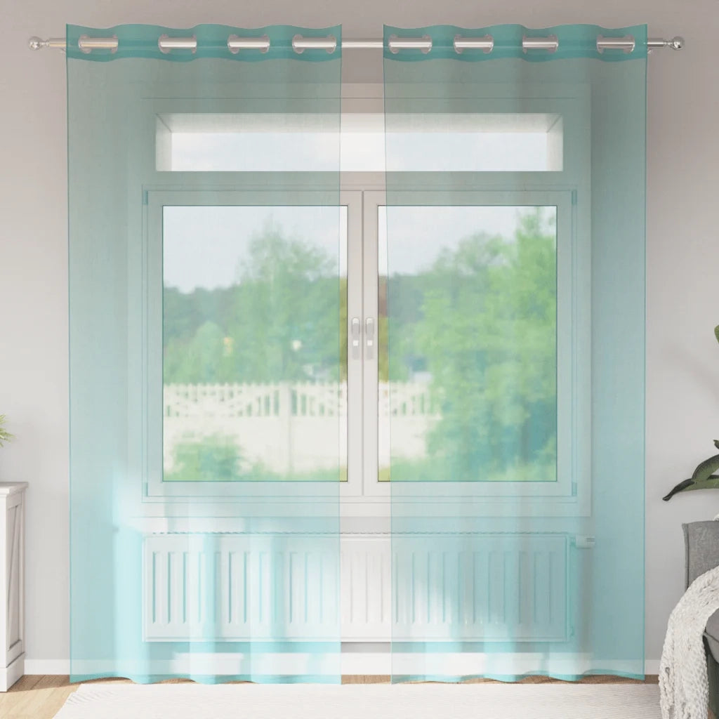 Tende in Voile con Occhielli 2 pz Turchese 4102146