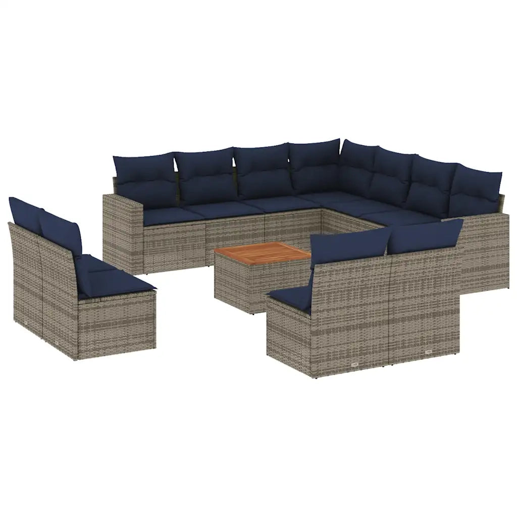 Set Divani da Giardino 12 pz con Cuscini Grigio in Polyrattan