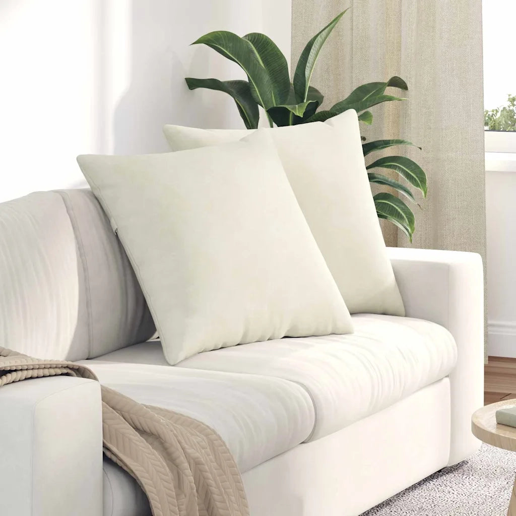 Cuscini da Divano 2 pz-Set di 2 Cuscini per Sofa Crema 80 x 80 cm Tessuto in Cords 469938