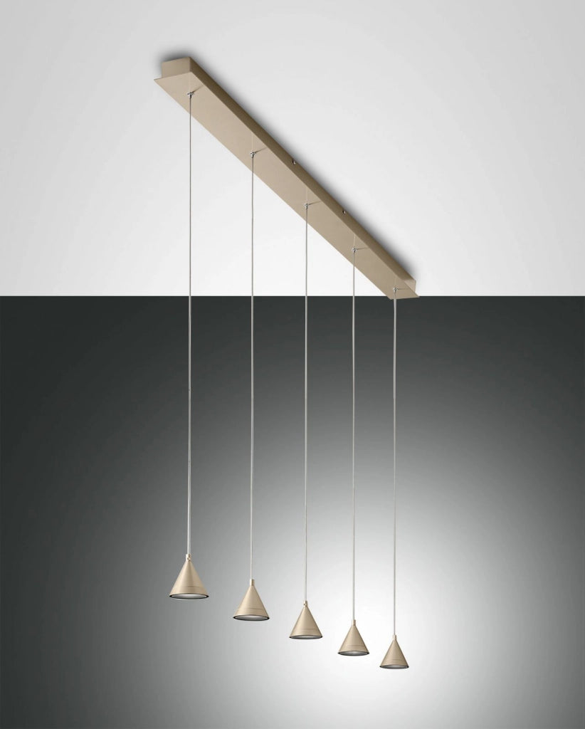 DELTA SOSPENSIONE 5 LUCI ORO OPACO 3443-48-225