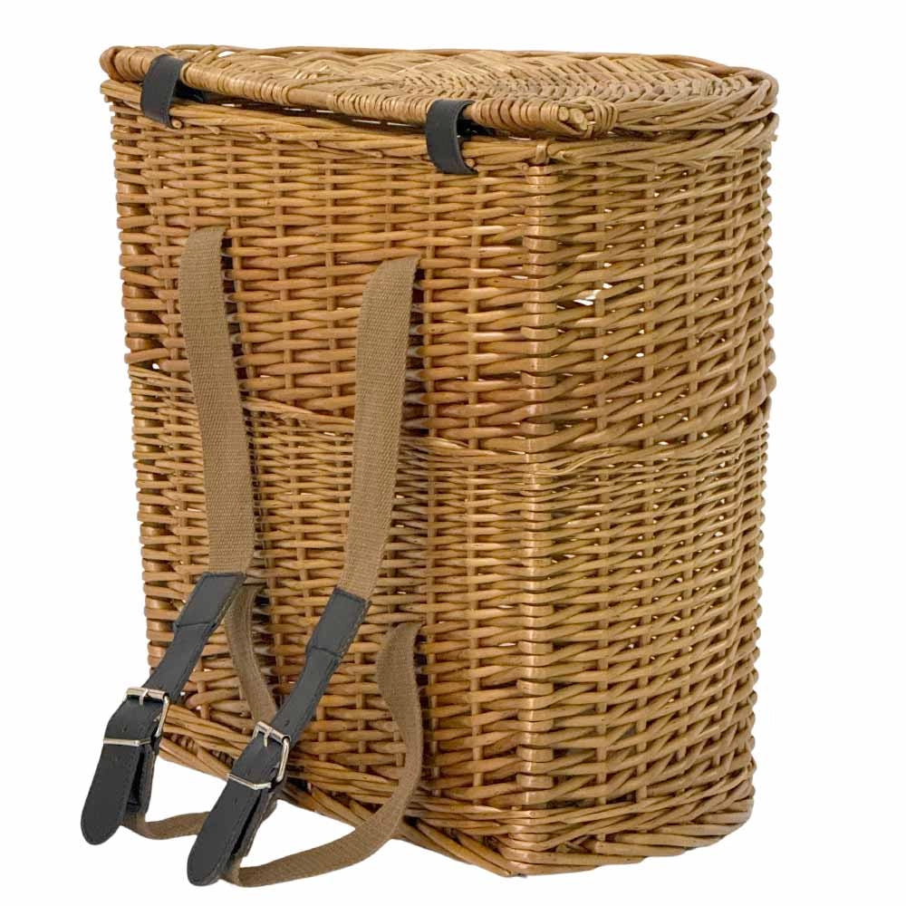 Cesto gerla in vimini con coperchio e tracolla 35 x 23 x h 37 cm