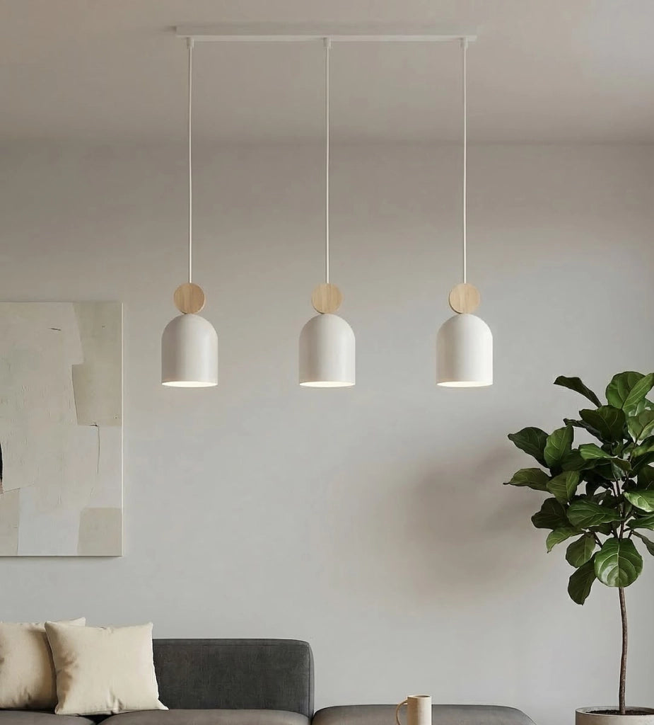 Lampada sospesa MESI bianca 3xGU10 legno Emibig