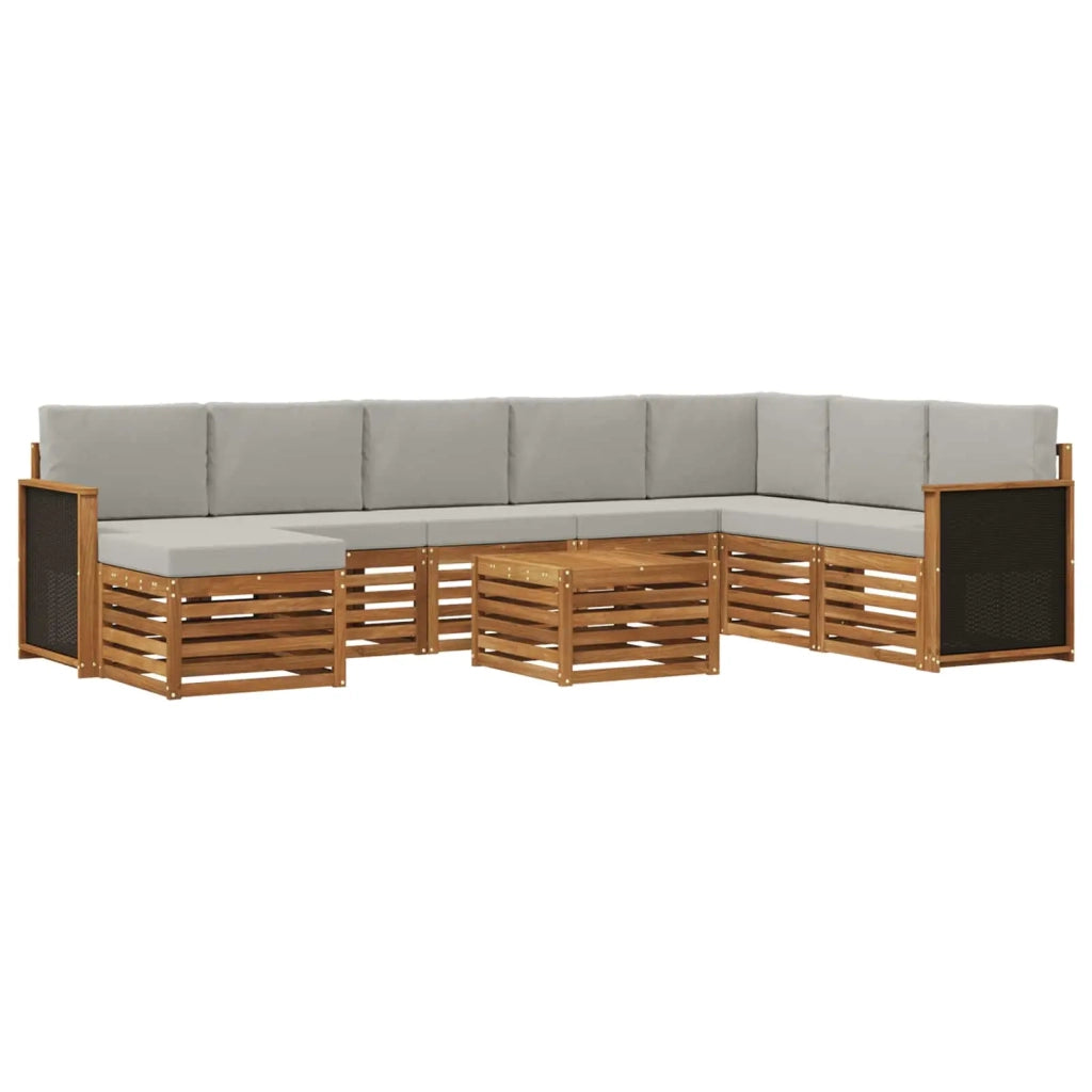Set di divani da esterno 7 pz Naturale e Grigio Chiaro 3384732