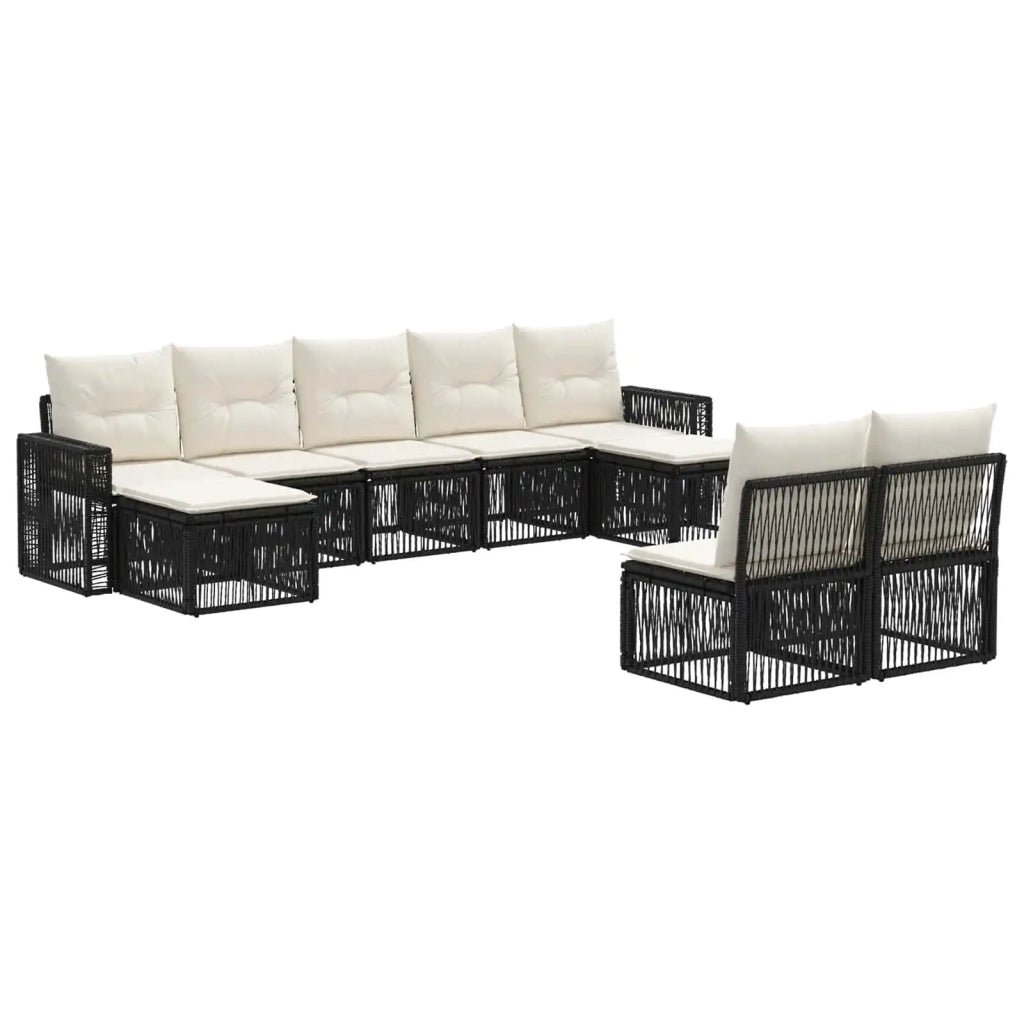 Set Divano da Giardino 9 pz Nero e Bianco Crema polyrattan 3435238