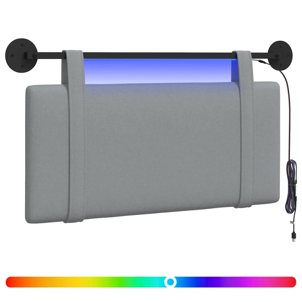 Testiera | Testata sospesa Con luce LED Grigio Chiaro Tessuto