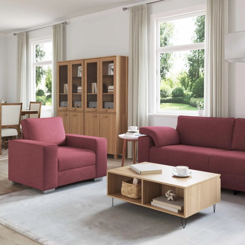 Divano 3 pcs Rosso Vento 219 x 80 x 82 cm Tessuto misto lino 3324661