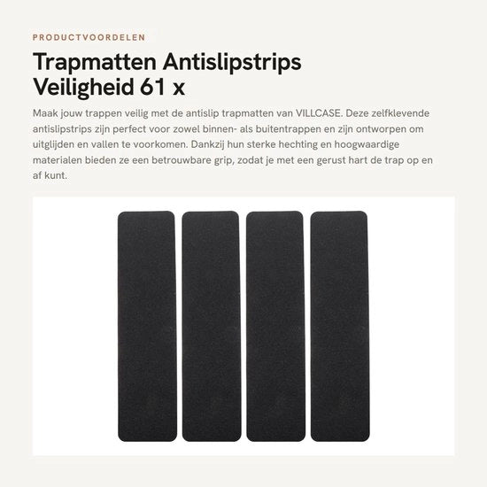 Trappole Antiscivolo - 4 pezzi - Autoadesive - PVC - Nero - 61x15cm - Sicurezza Migliorata - Strisce Antiscivolo