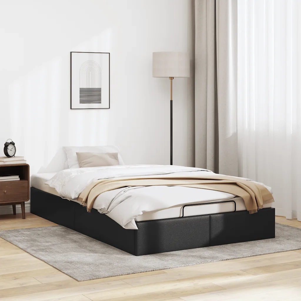Struttura Letto Pouf senza Materasso Nero 120x200 cm Similpelle 3310794