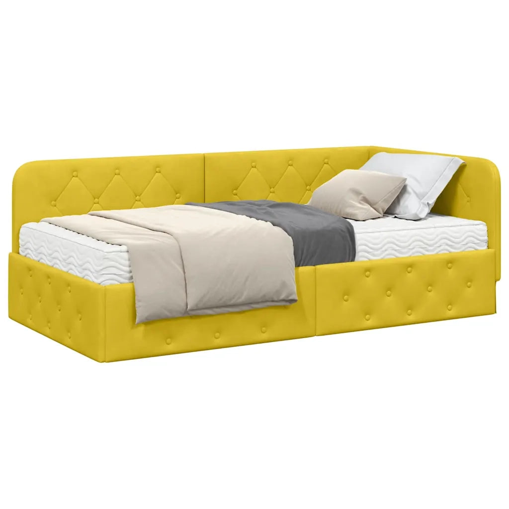 Cornice del letto ad angolo Giallo 90 x 200 cm Velluto