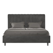 Letto Matrimoniale 160x210 cm con Rete e Contenitore Agueda Grigio