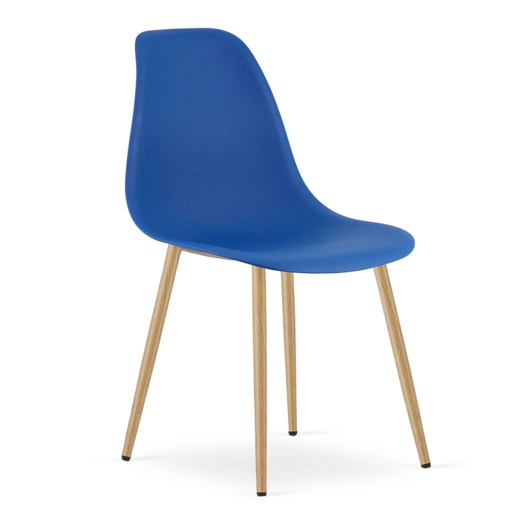 Set di 2 sedie moderne WAT blu con gambe effetto legno