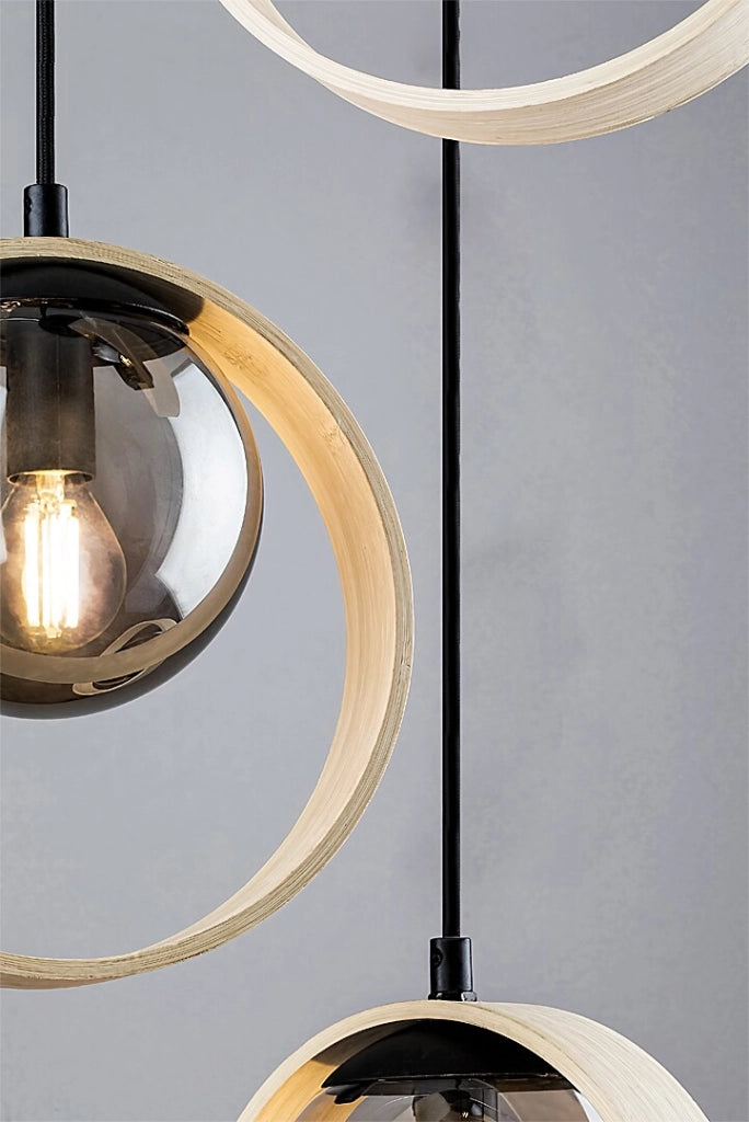 Lampada sospensione Rabalux Peyton 3xE14 faggio Ø35cm