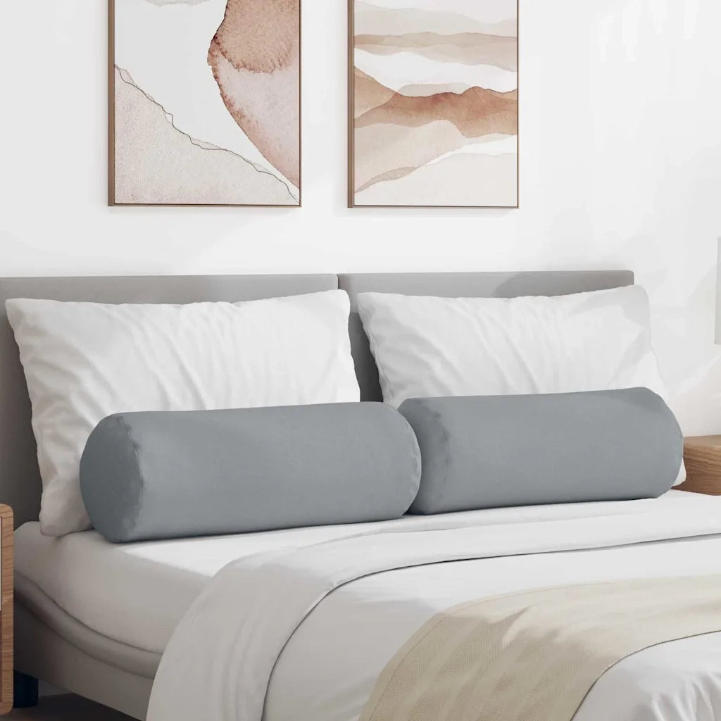 Cuscini a rullo 2 pz | Cuscini per sedie Grigio chiaro ? 25 x 70 cm Tessuto