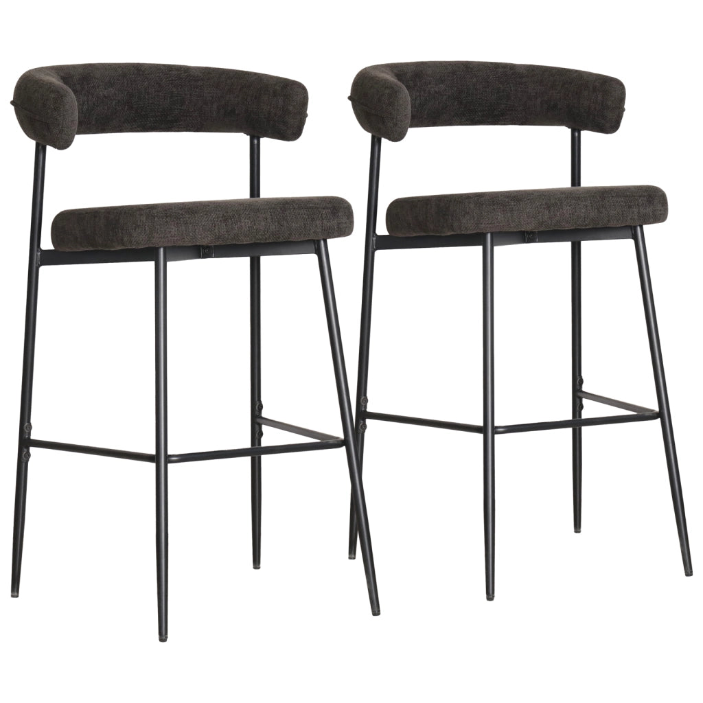 Set di 2 sgabelli da bar in tessuto grigio THEA