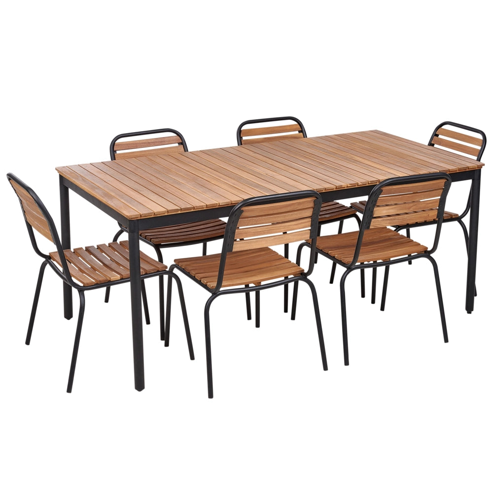 Set da pranzo da giardino rustico a 6 posti Tavolo da esterno e Sedie con braccioli stile rustico