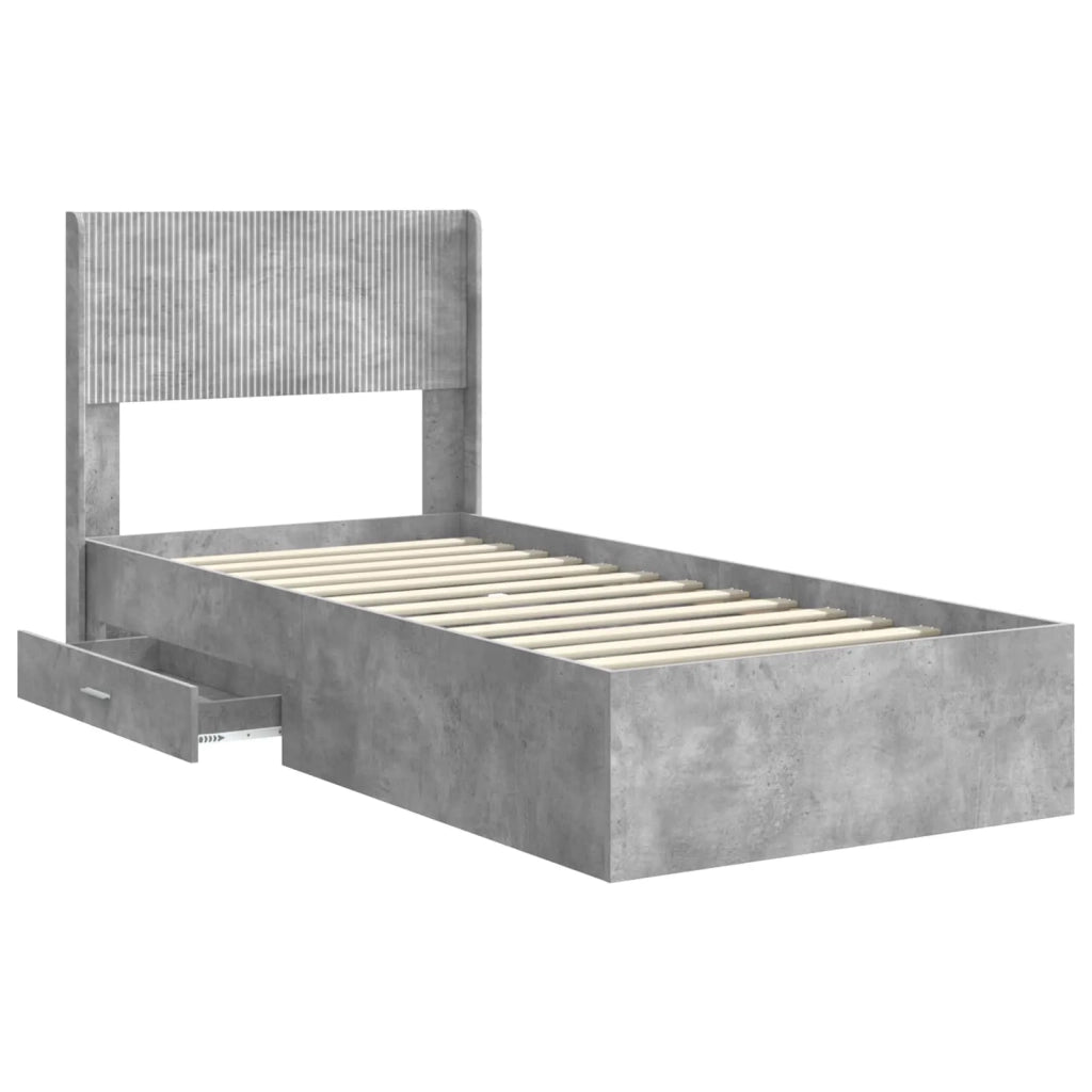 Struttura del letto con stoccaggio e testata Grigio Cemento 3414510