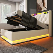 Letto singolo imbottito con LED 360°, USB e contenitore idraulico