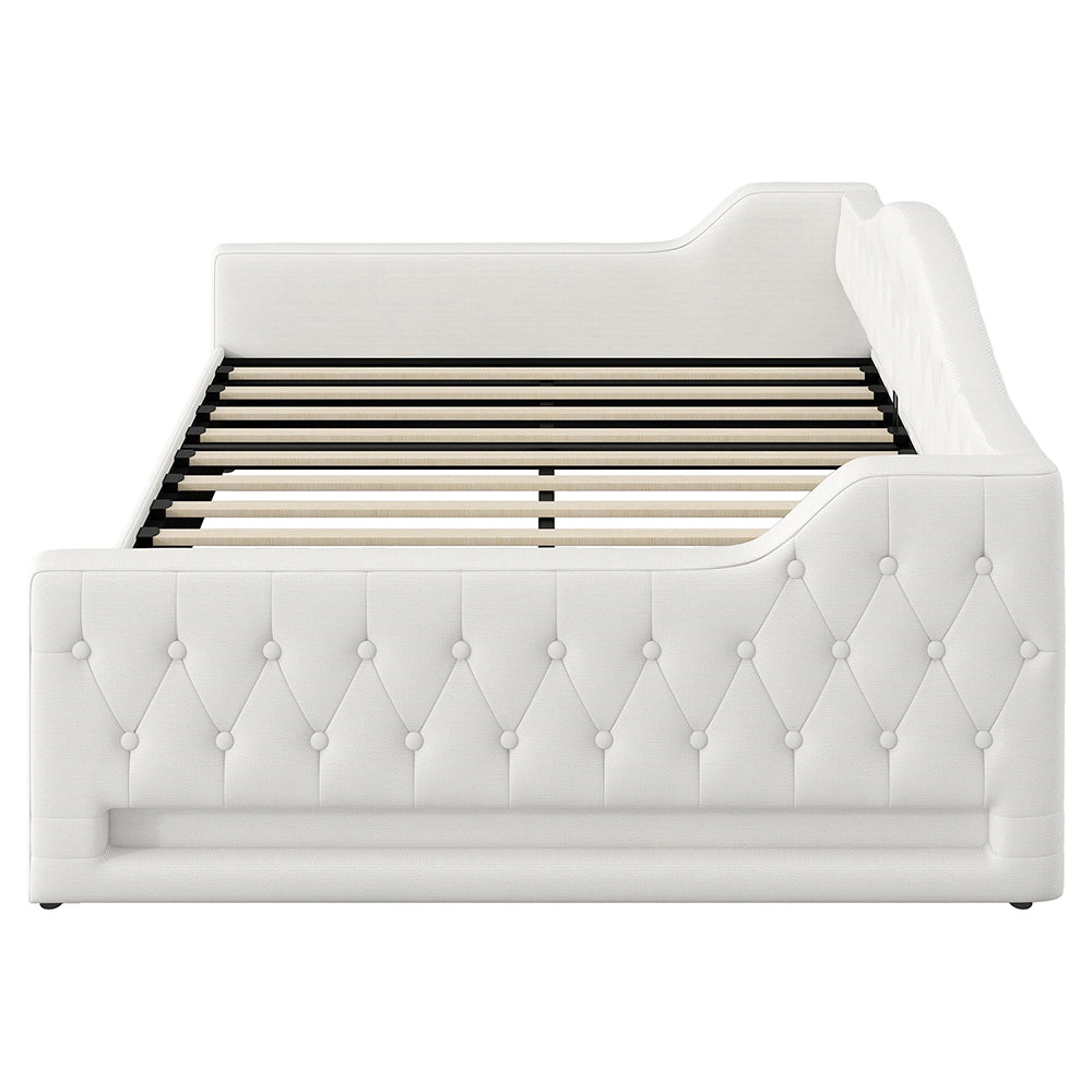 Letto imbottito - Xylo - 140x200cm LED con contenitore, beige