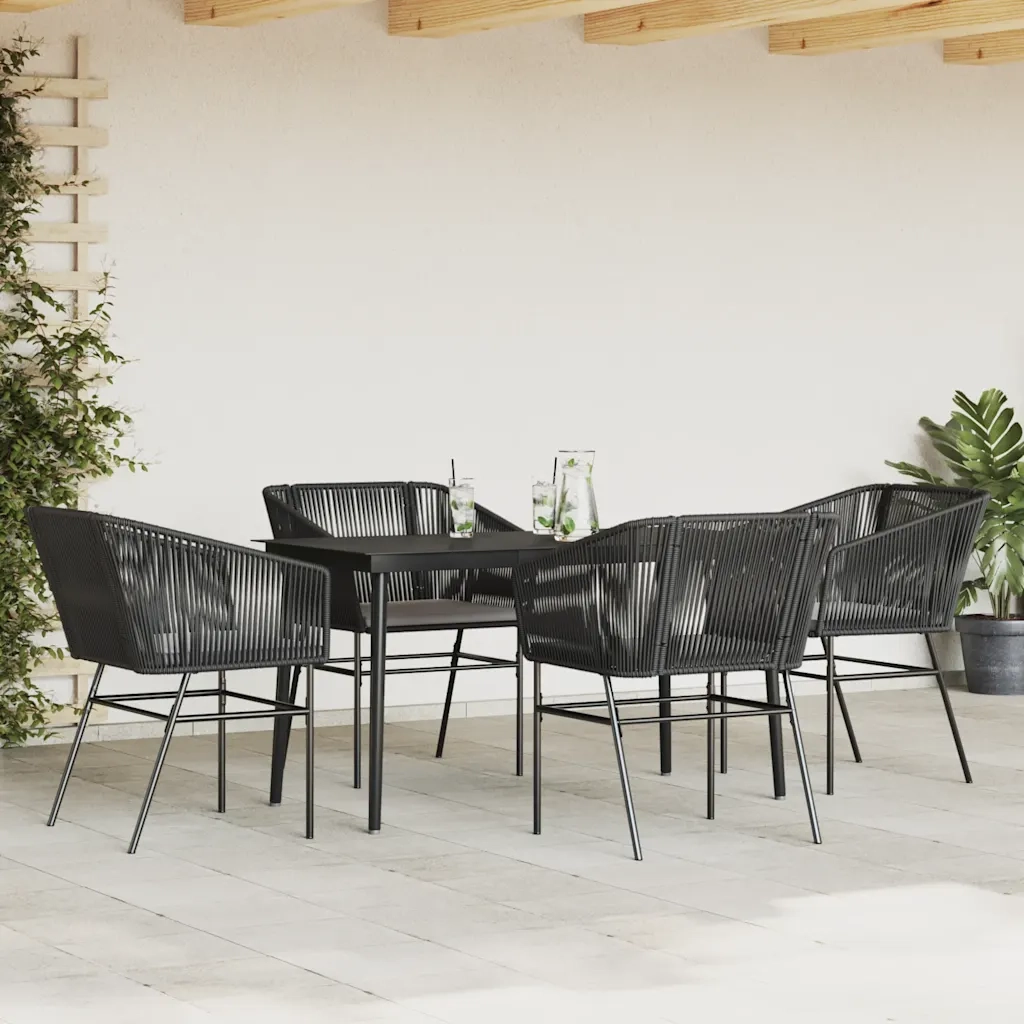 Set da Pranzo da Giardino con Cuscini 5 pz Polyrattan Vetro 3334515