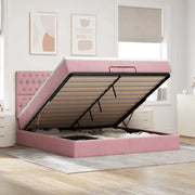 Struttura Letto Pouf con Materassi Rosa 200x200 cm Velluto 3314419
