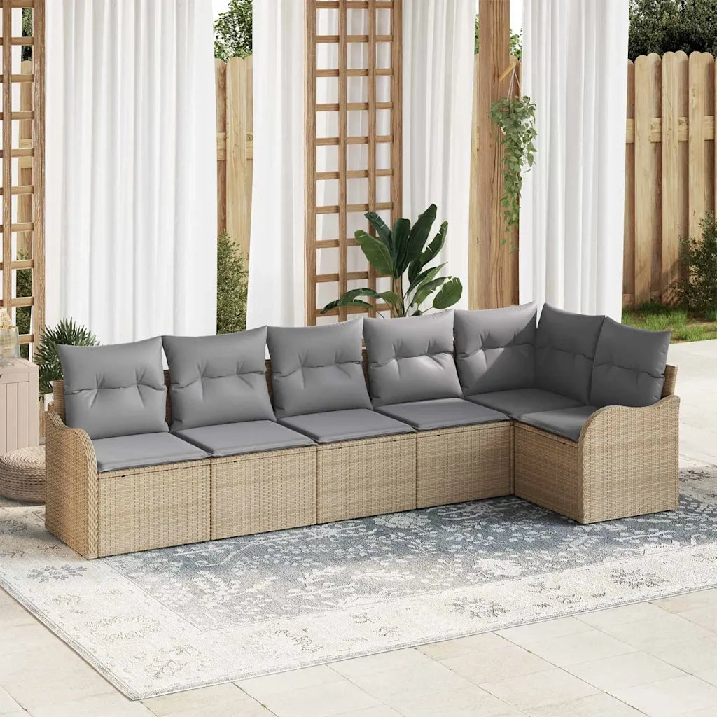 Set Divano da Giardino 6 pcs Beige polyrattan
