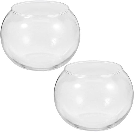 Set di vasche a bulbi da 2 - Vaso a forma rotonda in vetro trasparente