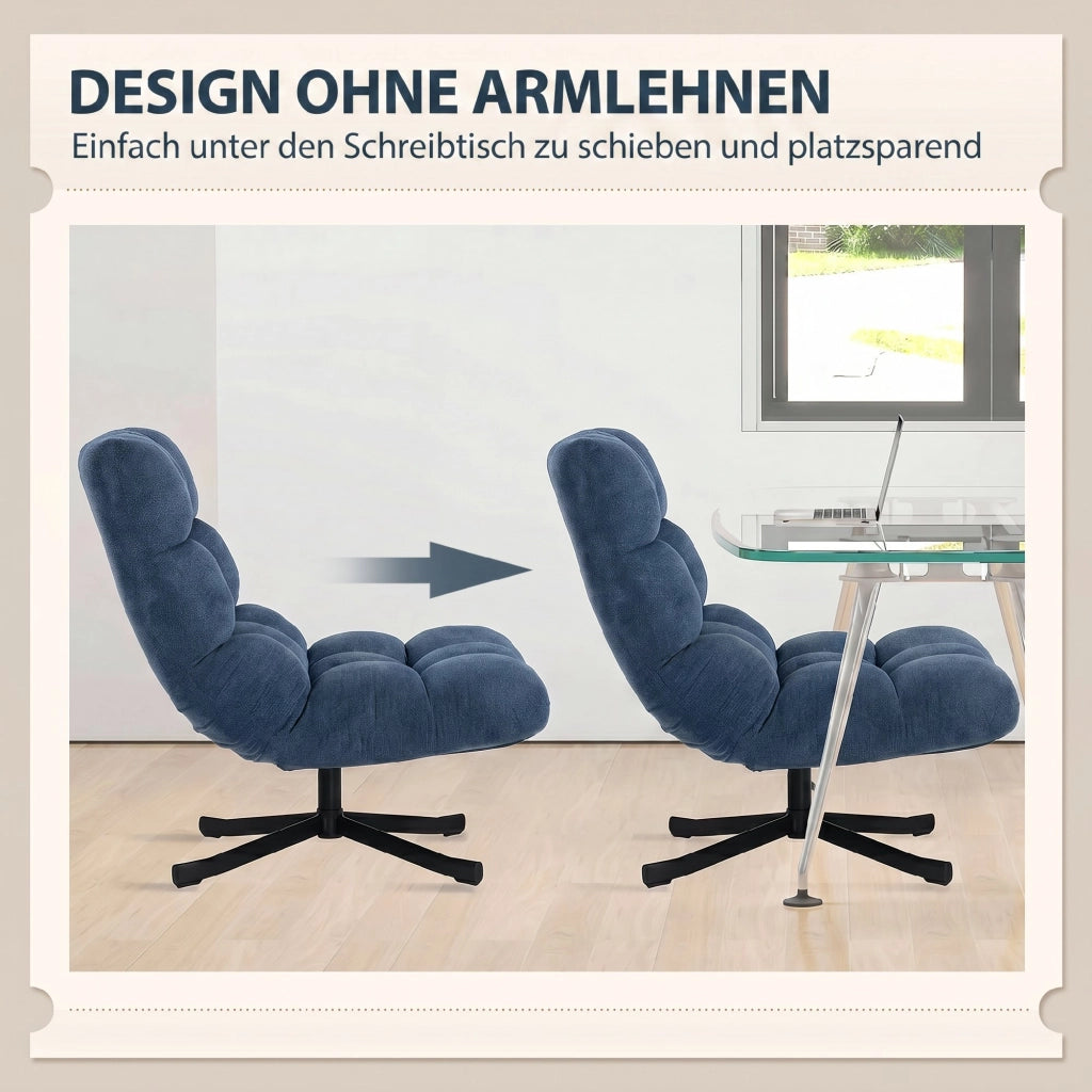 Sedia Girevole Moderna ¨C Minimal ¨C Blu Scuro Tessuto