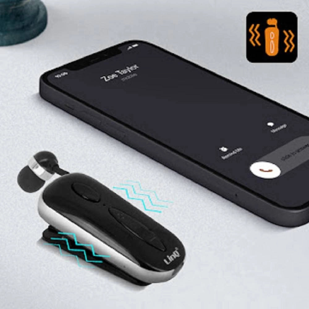Trade Shop - Mono Auricolare Stereo Bluetooth Con Clip-on Retrattile Associa 2 Cellulari K36 -