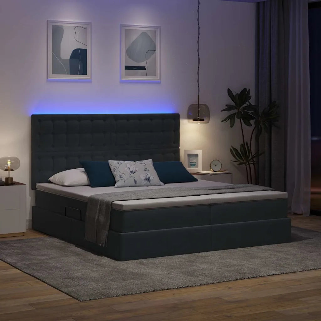 Letto con testiera Grigio scuro 200 x 200 cm Velluto