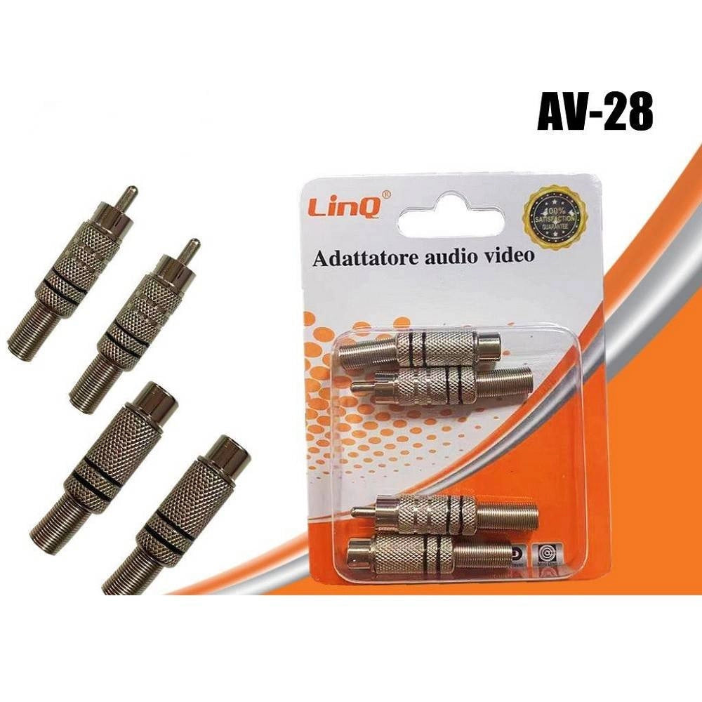 Trade Shop - Set 4 Adattatori Audio Video Cavo Coassiale Connettori Bnc Rca Da Avvitare Av-28 -