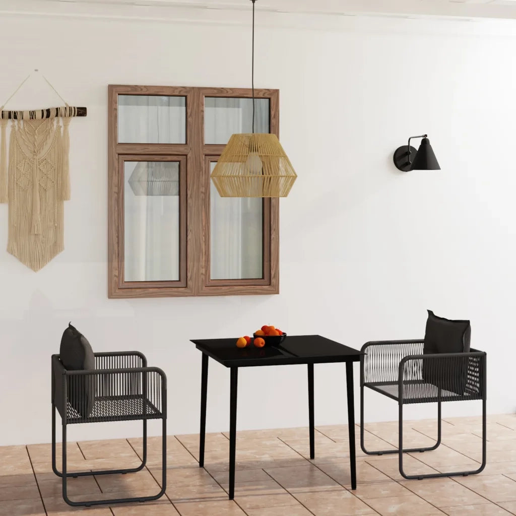 Set da Pranzo da Giardino 3 pz Nero 3099083