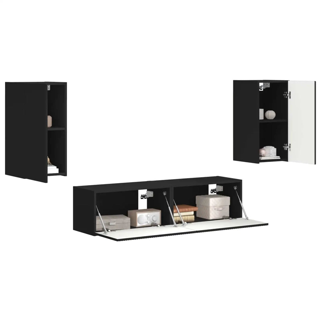Set mobile TV 4 pcs Nero Legno multistrato