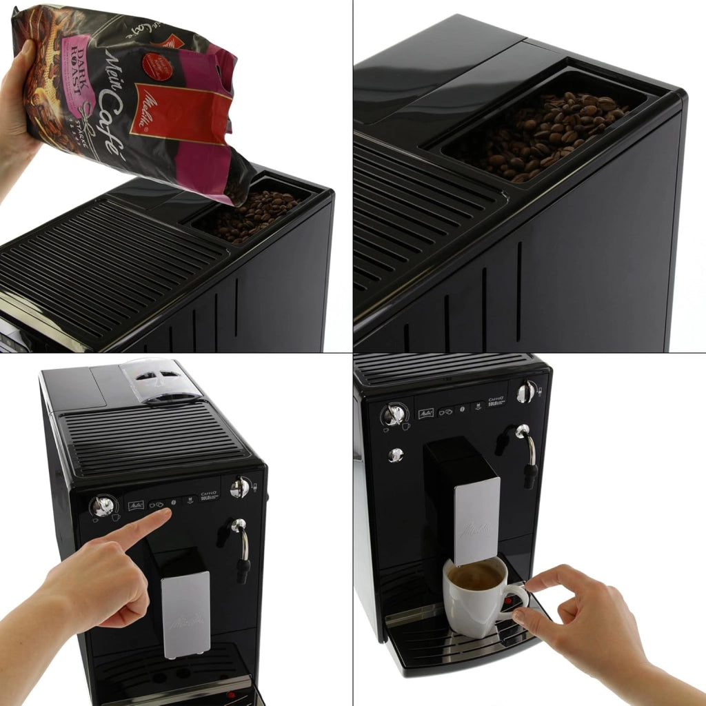 Melitta Macchina per caffé e per cappuccino automatica, Caffeo Solo & Perfect Milk, Nero/Argento, E957-101