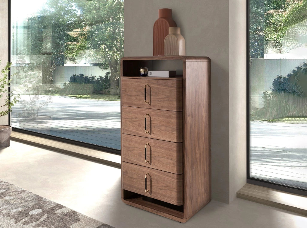 Chiffonier in noce e PVC nero