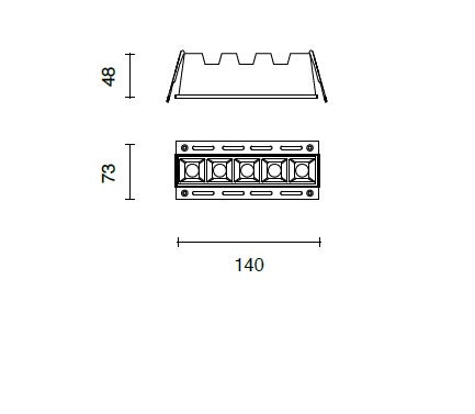 SUB SMALL  FARETTO DA INCASSO 5 LUCI 10W 4000K 828LM IP20 L.14CM