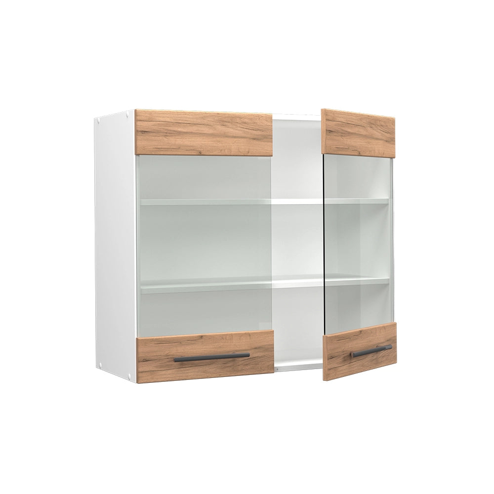 Mobile da cucina in vetro Fame-Line Rovere dorato/Bianco 80 cm Vicco