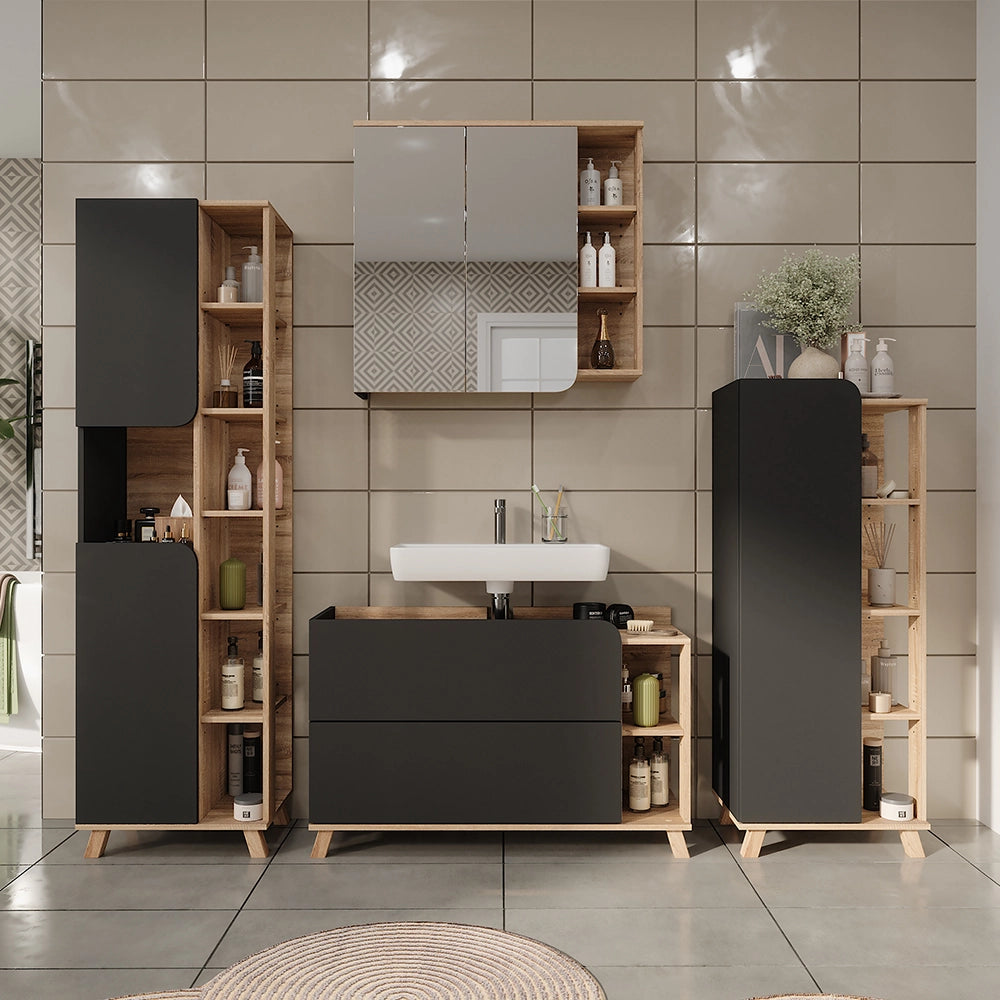 Vicco Mobile a specchio Sonoma/antracite 80 x 75 cm