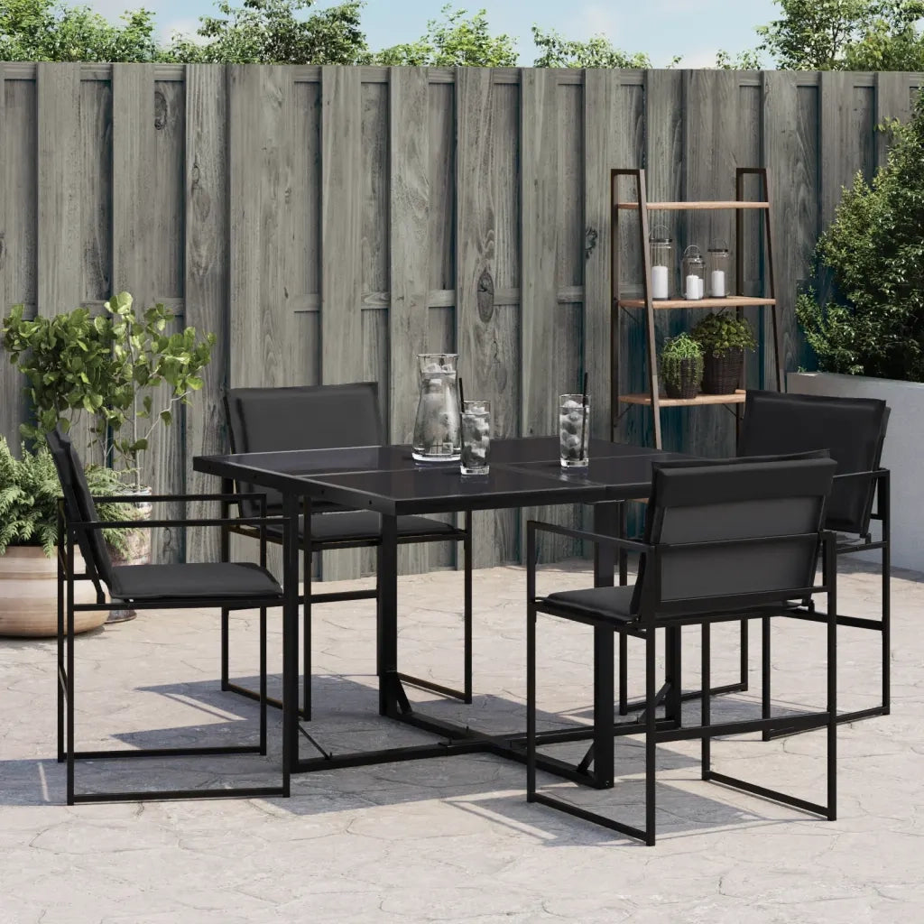 Sedie da Giardino con Cuscini 4 pz Neri in Acciaio e Textilene 4008584