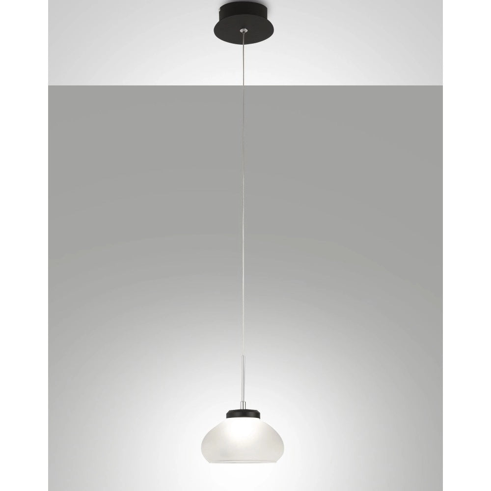 Arabella - Lampada a sospensione singola di Fabas Luce - Led 8W - Lampada da soffitto Diametro 14cm Bianca