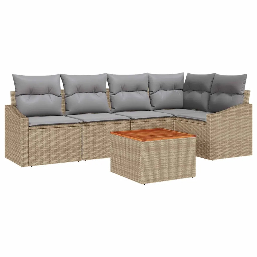 Set Divano da Giardino 6 pcs Beige e Grigio Chiaro polyrattan 3356502