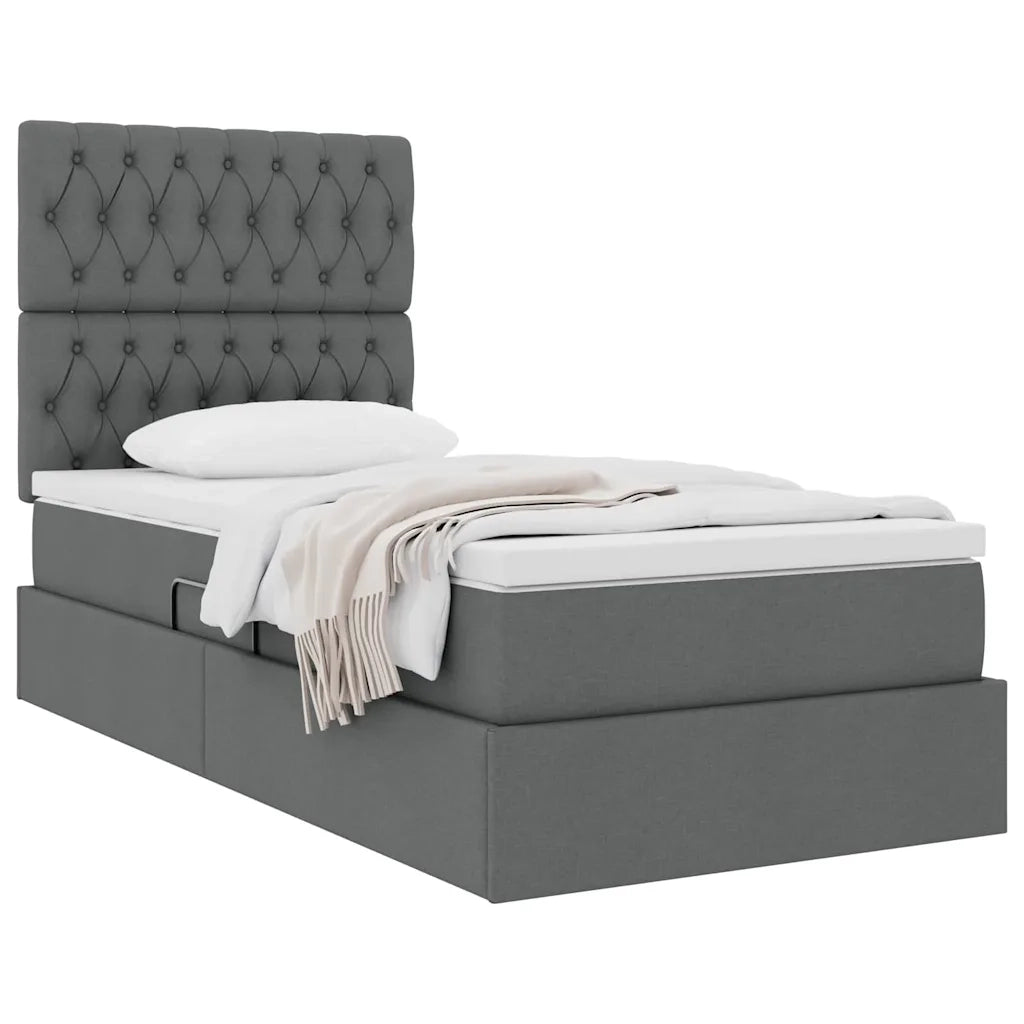 Letto con contenitore e materasso Grigio scuro 90 x 190 cm