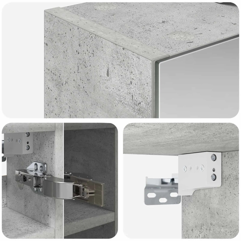 Mobiletto per specchio da bagno Grigio cemento 889082