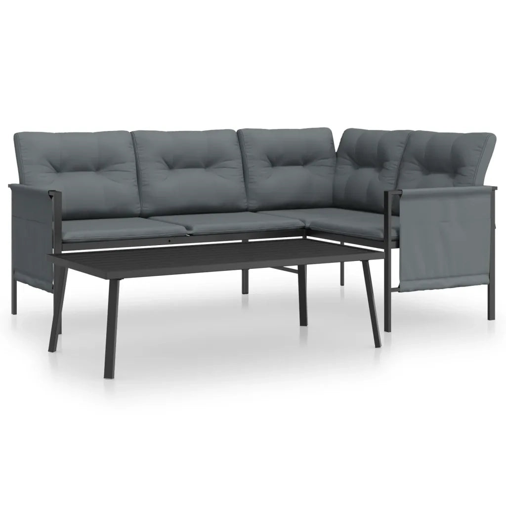 Set Salotto da Giardino 2 pz | Set di Mobili da Esterno in Acciaio Antracite