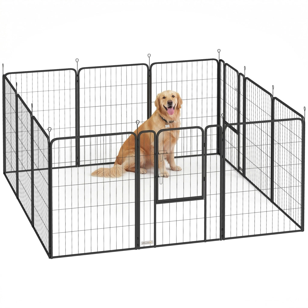 Recinto per Cani 12 Pannelli con Porte ¨C Minimal ¨C Nero 100 cm