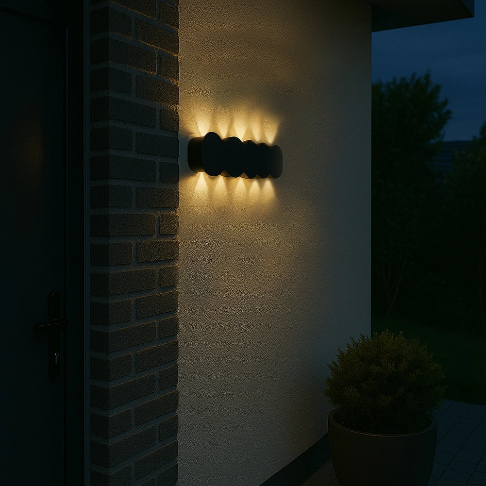 Applique da Muro 10 Led Lampada a Parete Nero con Luce Bianco Caldo 26x8x3cm