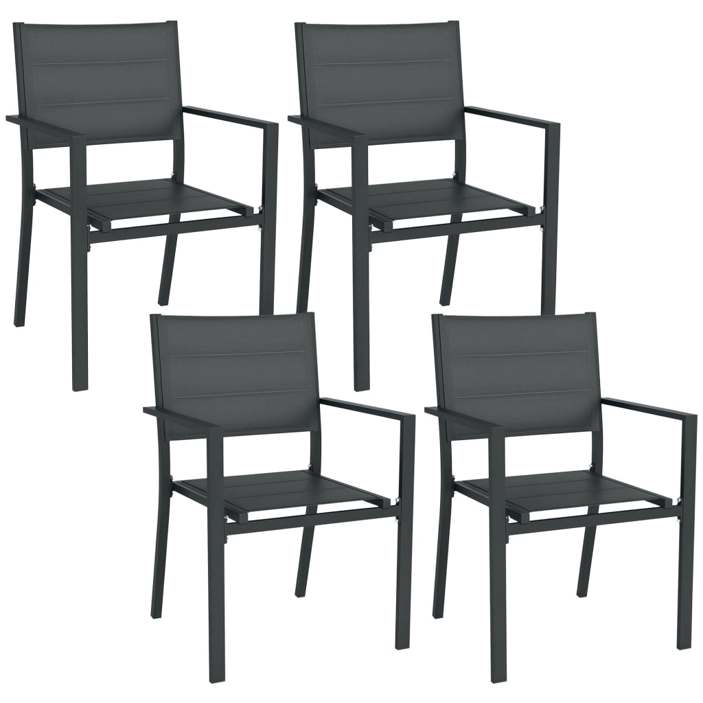 Sedia da giardino impilabile ¨C Minimal ¨C alluminio e textilene, con braccioli, 4 pezzi