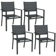 Sedia da giardino impilabile ¨C Minimal ¨C alluminio e textilene, con braccioli, 4 pezzi