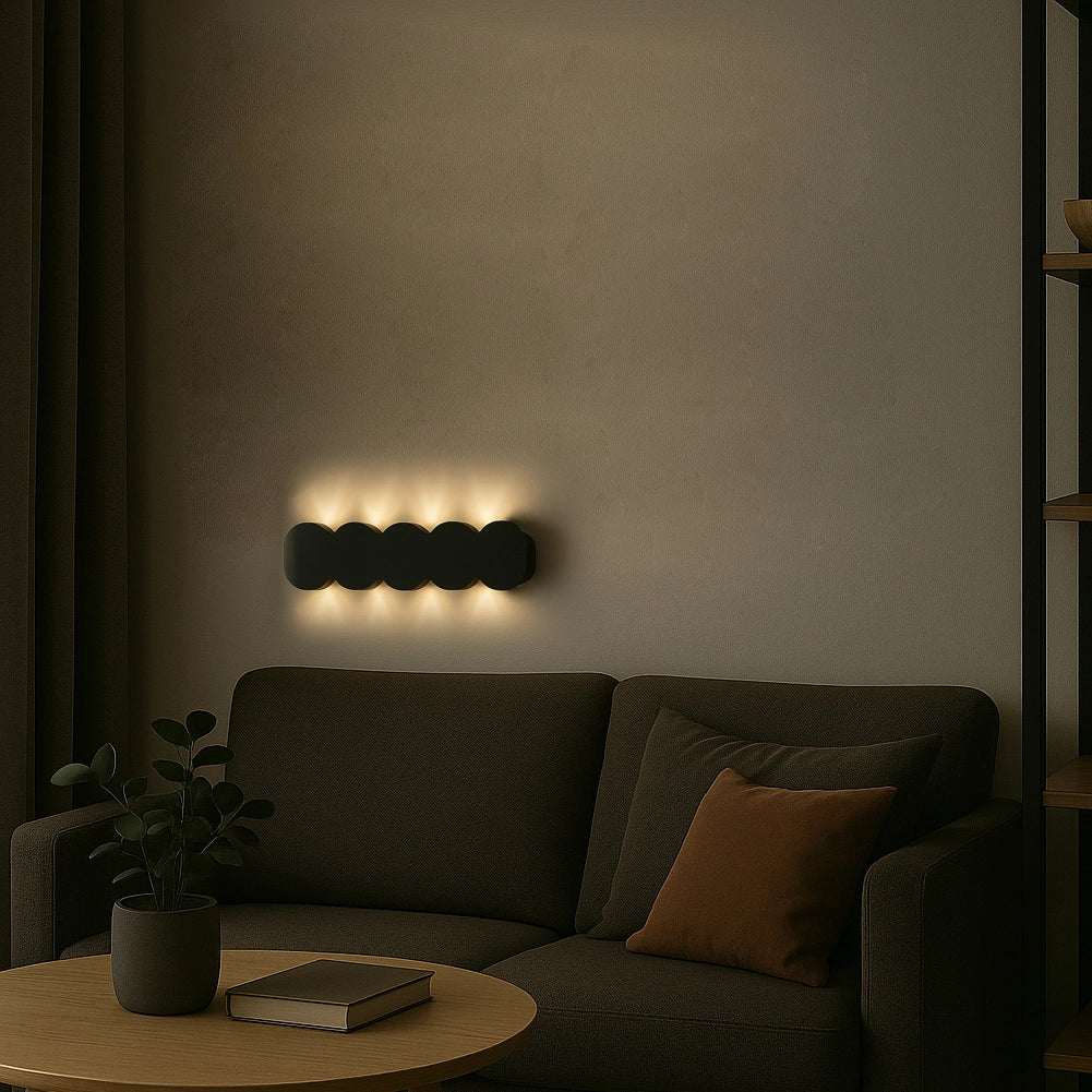 Applique da Muro 10 Led Lampada a Parete Nero con Luce Bianco Caldo 26x8x3cm