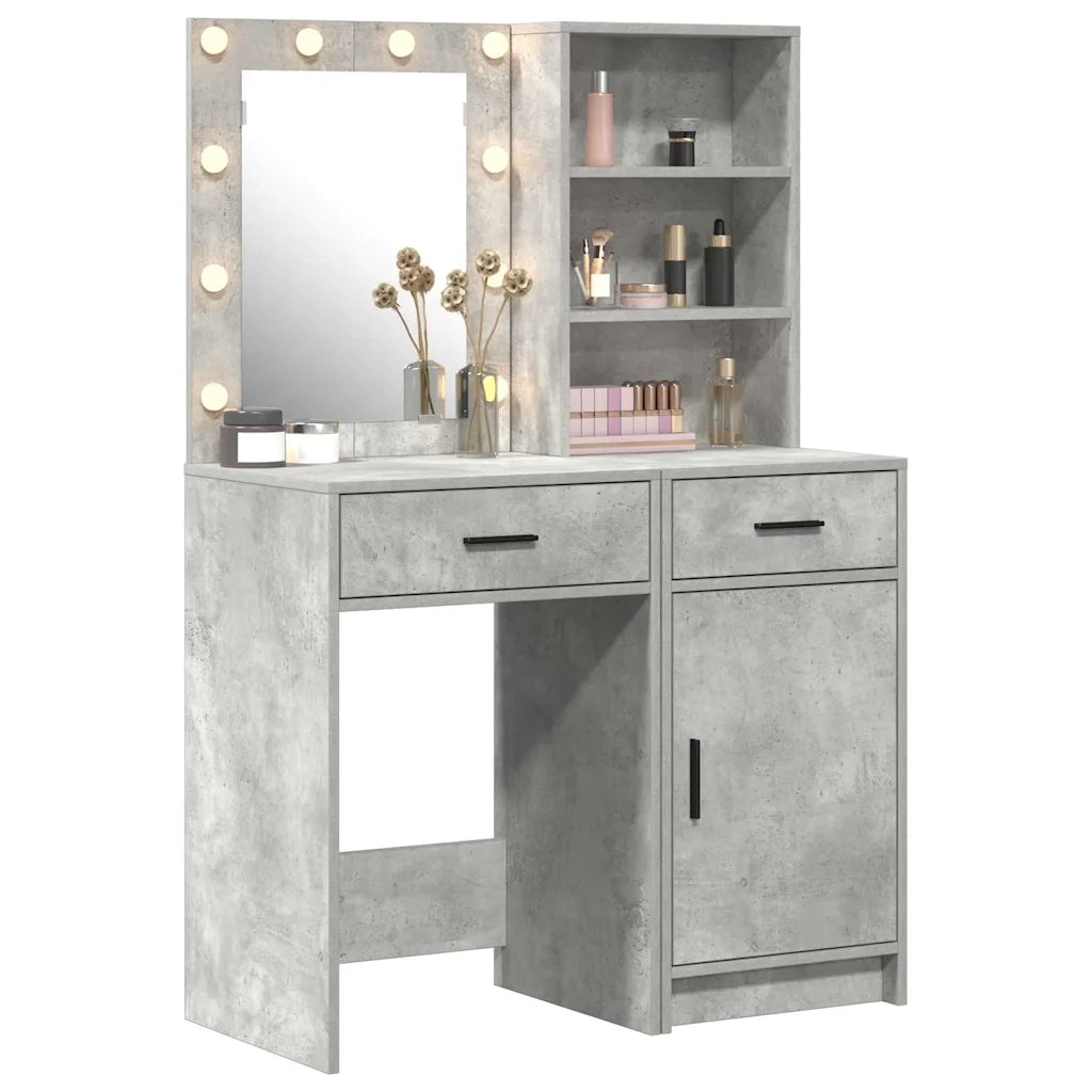 Set da tavolo da trucco con LED con porta 2 pcs Grigio cemento 3334275